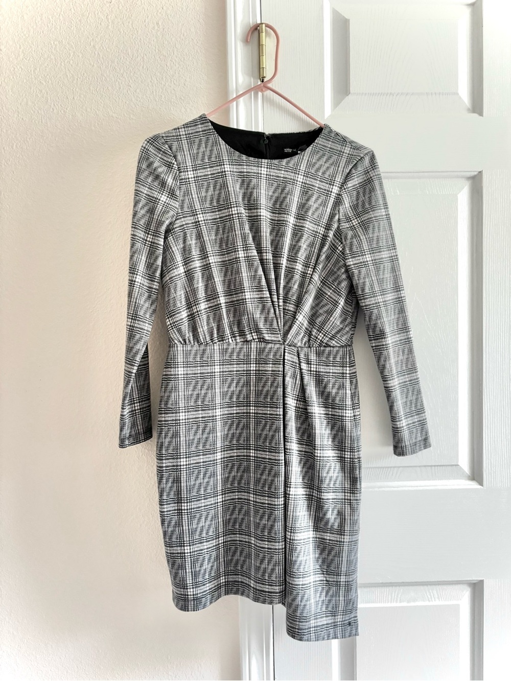 Maggy London Preppy Plaid Houndstooth Long Sleeve Dress Size 2P